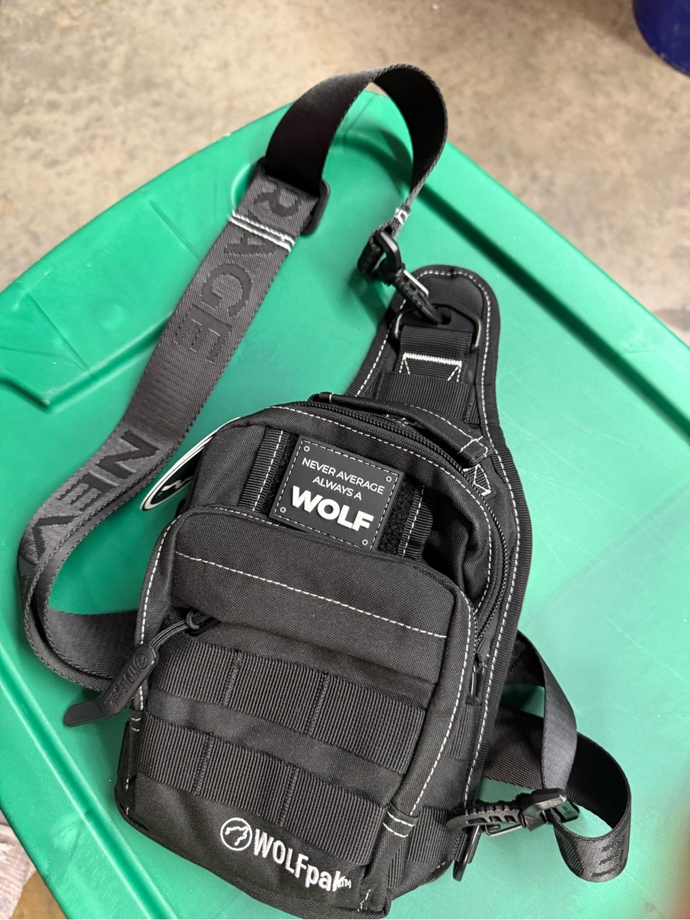 WOLF Black Tactical Sling Bag with Contrast Stitching